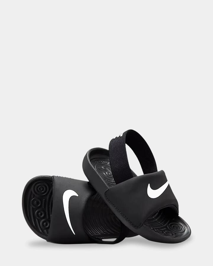Image of Slippers. Product name - Nike Boys 0-7 Kawa Slides Black/White/White in Black/White/White colour by brand - Nike