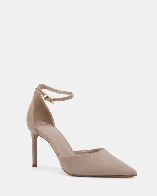 Image of Heels. Product name - Iyana Nude Suede Pumps in Neutral colour by brand - Novo
