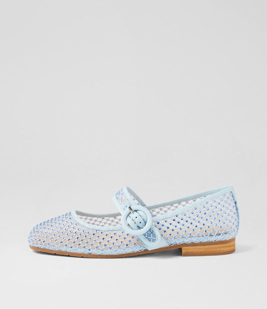 Image of Footwear. Productname: Peter Pale Blue Mix Flat Shoes in PALE BLUE colour by brand - MIDAS