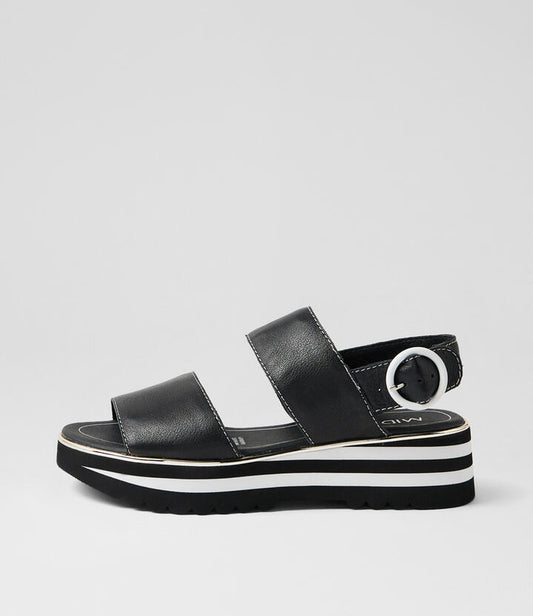Image of Sandals. Productname: Heckin Black Leather Sandals in BLACK colour by brand - MIDAS