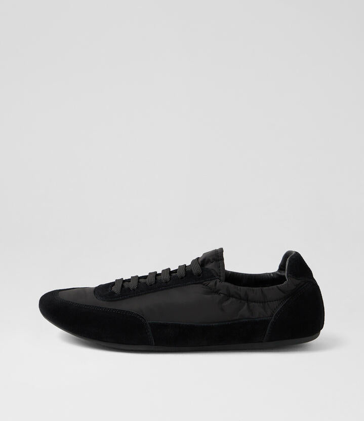 Image of Sneakers. Productname: Brisk Black Suede Fabric Sneakers in Black colour by brand - MIDAS