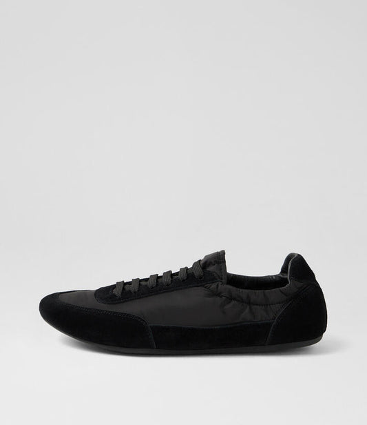 Image of Sneakers. Productname: Brisk Black Suede Fabric Sneakers in Black colour by brand - MIDAS