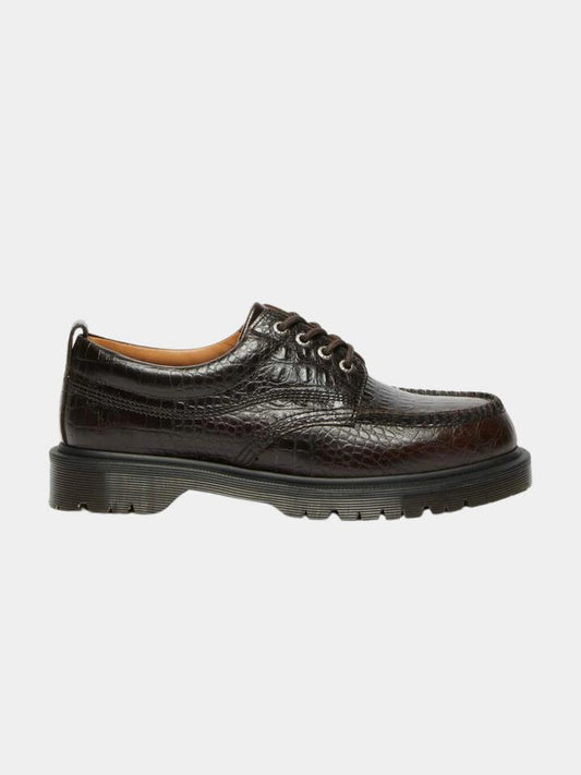 Image of Footwear. Productname: Dr Martens Unisex Lowell Analine Croc Emboss in Dark Brown colour by brand - Dr Martens