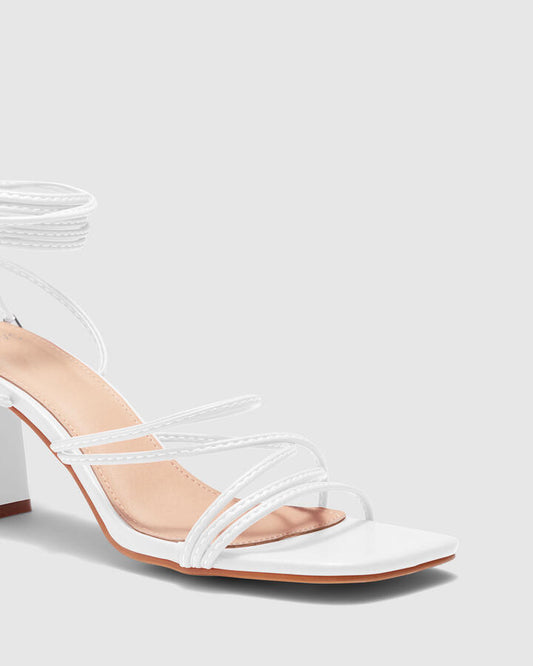 Image of Heels. Productname: Ulany: White - Women's Strappy - Low Heel in Multi colour by brand - Novo