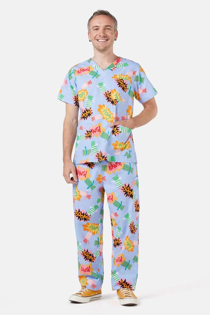 Image of a model wearing Uniforms & Workwear. Product name - Bon Bon Scrub Set in Lilac colour by brand - Gorman