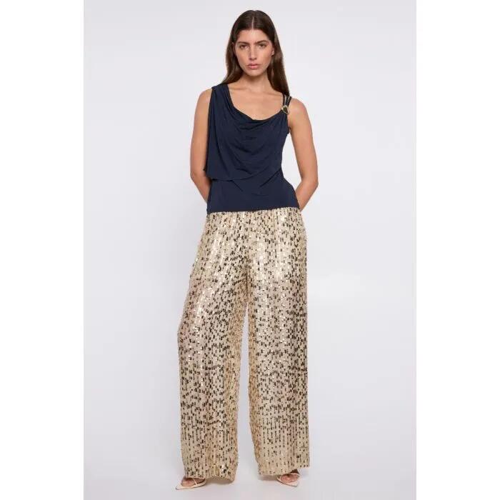 Image of a model wearing Tops. Productname: Carlita Top in NAVY colour by brand - sass and bide