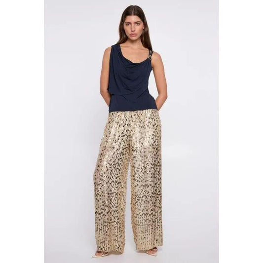 Image of a model wearing Tops. Productname: Carlita Top in NAVY colour by brand - sass and bide