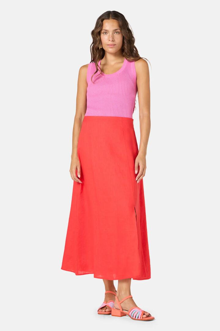 Image of Dresses. Product name - Red Tomato Slip Linen Skirt in Red colour by brand - Gorman