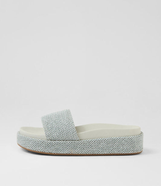 Image of Slippers. Productname: Brittnee Denim Woven Slides in DENIM colour by brand - MOLLINI