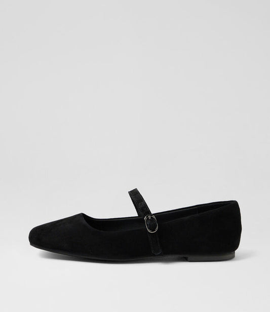 Image of Slippers. Productname: Tokena Black Suede Slides in BLACK colour by brand - MOLLINI