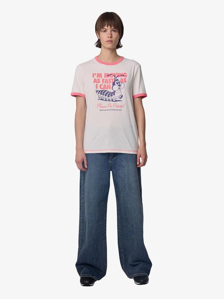 Image of T-Shirts. Productname: Deus Under The Pump Ringer Tee in Dirty White/Melon colour by brand - Deus
