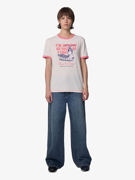 Image of a model wearing Tops. Productname: Deus Under The Pump Ringer Tee in Dirty White/Melon colour by brand - Deus