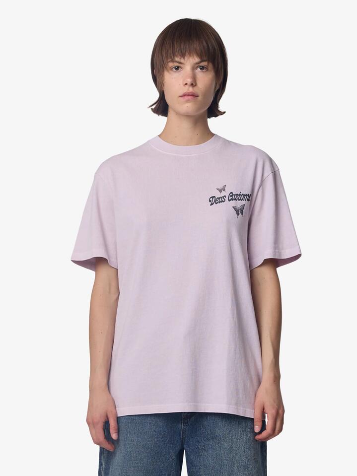 Image of T-Shirts. Productname: Deus Slapstick Tee in Orchid Rush colour by brand - Deus