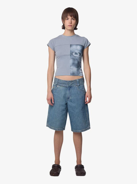 Image of a model wearing Tops. Productname: Thrills Natural Escape Club Tee in SMOG colour by brand - Thrills