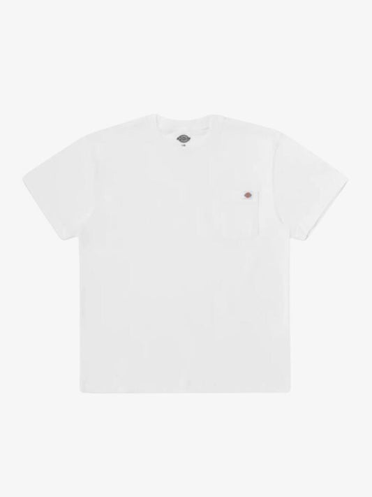 Image of a model wearing Tops. Productname: Dickies Heavy Jersey Pocket Tee in White colour by brand - Dickies
