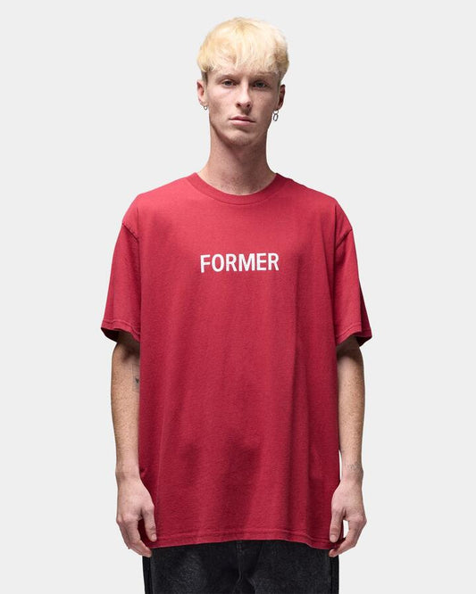 Image of T-Shirts. Product name - Former Mens Salvage Legacy T-Shirt Crimson in Crimson colour by brand - Former