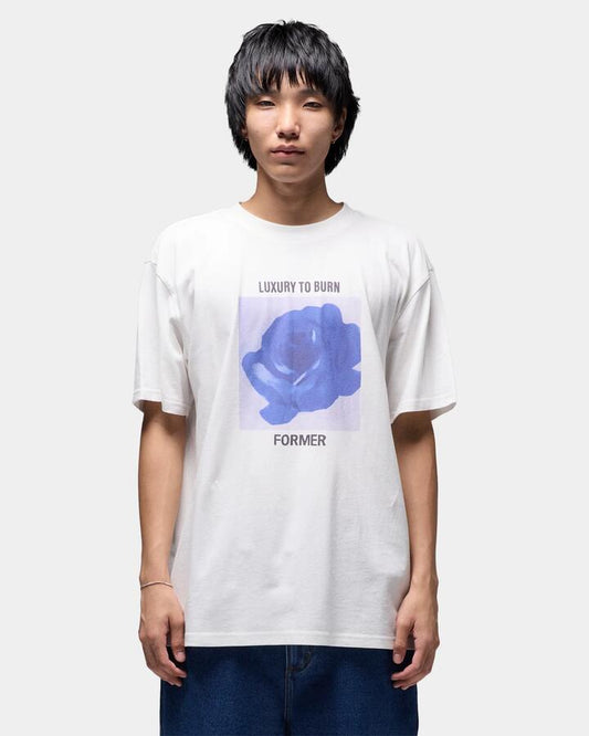Image of T-Shirts. Product name - Former Mens Another Flower T-Shirt Oyster in Oyster colour by brand - Former
