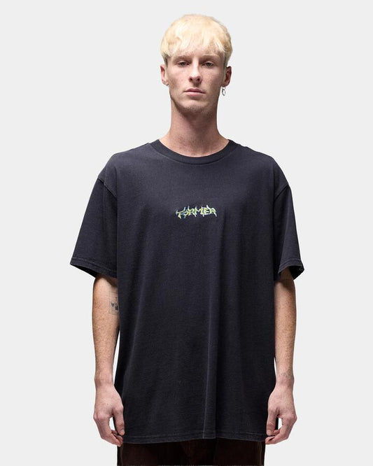 Image of T-Shirts. Product name - Former Mens Proscription T-Shirt Washed Black in Washed Black colour by brand - Former