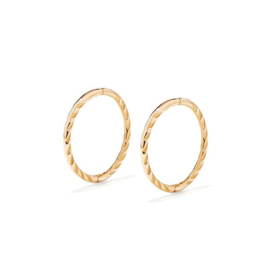 Image of Earrings. Productname: 12mm Twist Sleeper Earrings in 9kt Yellow Gold in Gold colour by brand - Bevilles