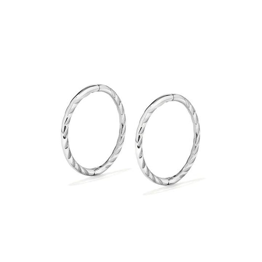Image of Earrings. Productname: 12mm Twist Sleeper Earrings in 9kt White Gold in Gold colour by brand - Bevilles