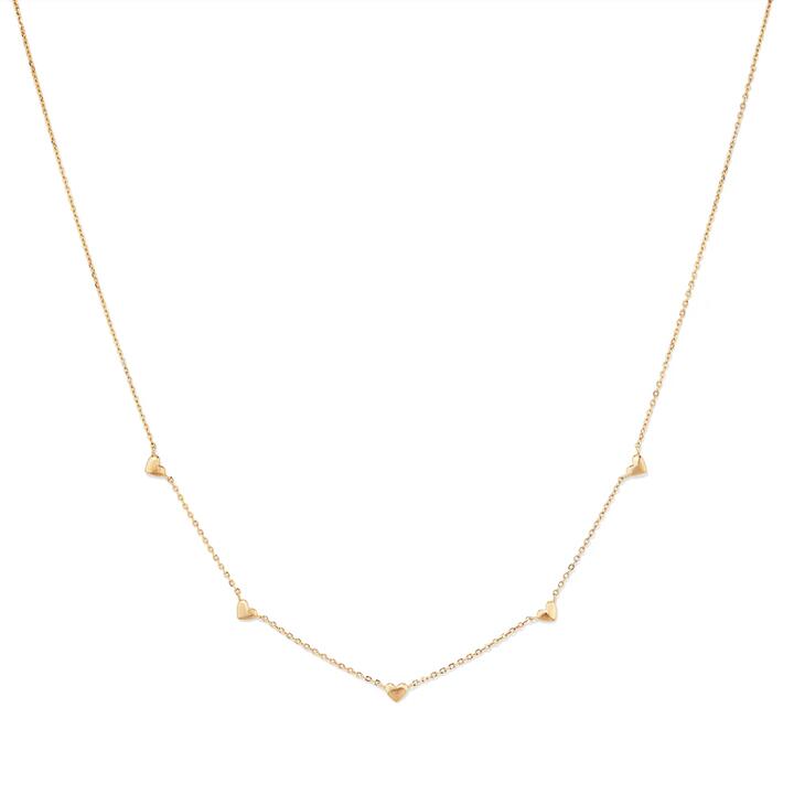 Image of Necklaces. Productname: 40cm Stationed Hearts Necklace in 18kt Gold Plated Sterling Silver in Silver colour by brand - Bevilles