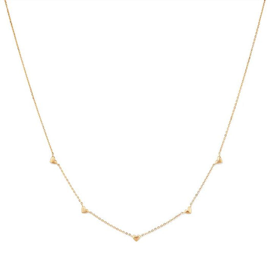 Image of Necklaces. Productname: 40cm Stationed Hearts Necklace in 18kt Gold Plated Sterling Silver in Silver colour by brand - Bevilles