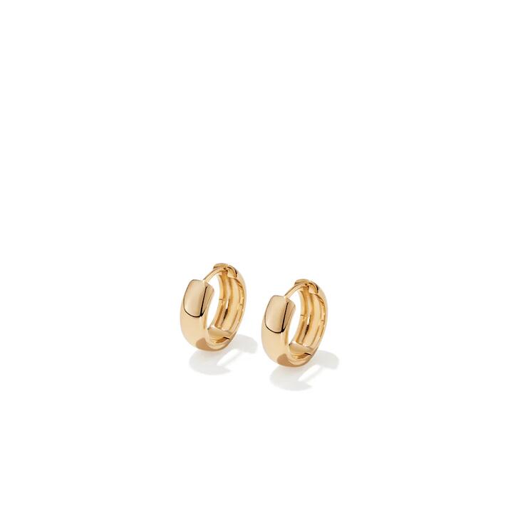Image of Earrings. Product name - 10mm Half Round Huggie Earrings in 18kt Gold Plated Sterling Silver in colour by brand - Bevilles