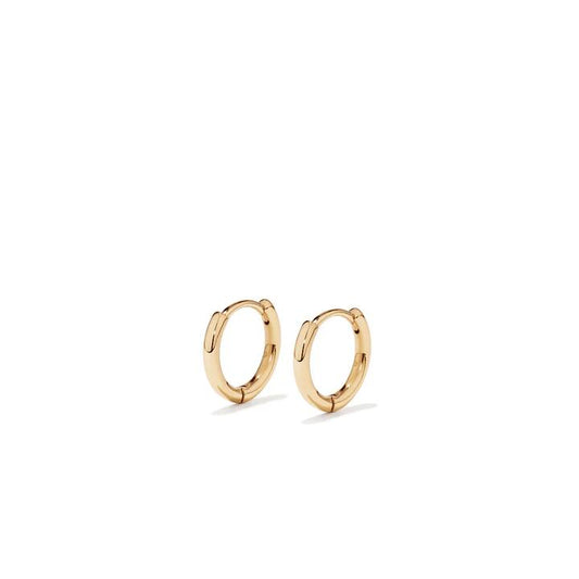 Image of Earrings. Productname: 14mm Half Round Huggies in 18kt Gold Plated Sterling Silver in Silver colour by brand - Bevilles