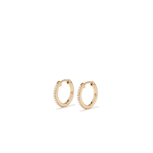 Image of Earrings. Productname: 14.5mm Cubic Zirconia Huggie Earrings in 18kt Yellow Gold Plated Sterling Silver in Silver colour by brand - Bevilles