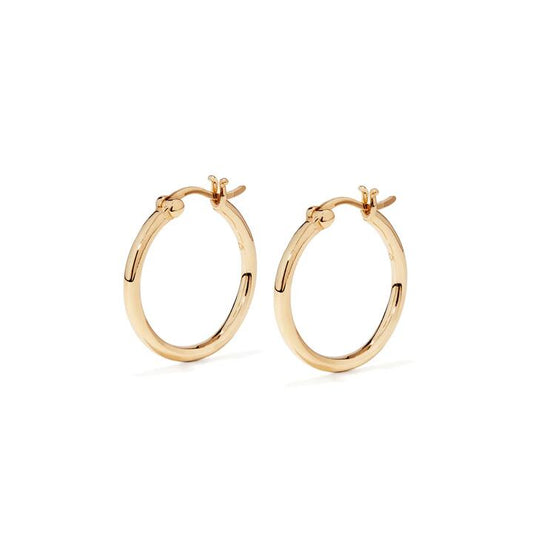 Image of Earrings. Productname: 19mm Round Hoops in 18kt Gold Plated Sterling Silver in Silver colour by brand - Bevilles