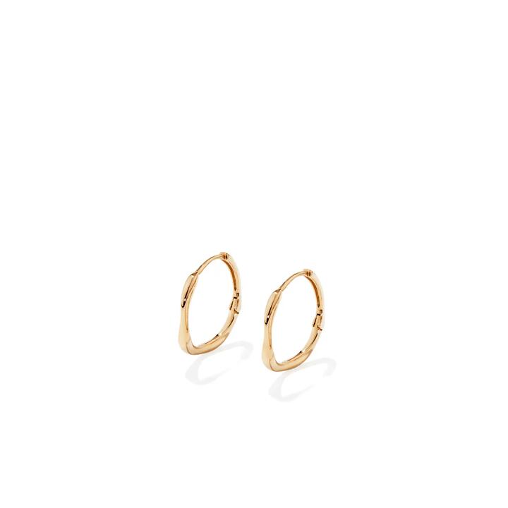Image of Earrings. Productname: 16mm Wave Huggies in 18kt Gold Plated Sterling Silver in Silver colour by brand - Bevilles