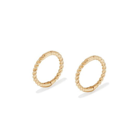 Image of Earrings. Productname: 8mm Twist Sleeper Earrings in 9kt Yellow Gold in Gold colour by brand - Bevilles