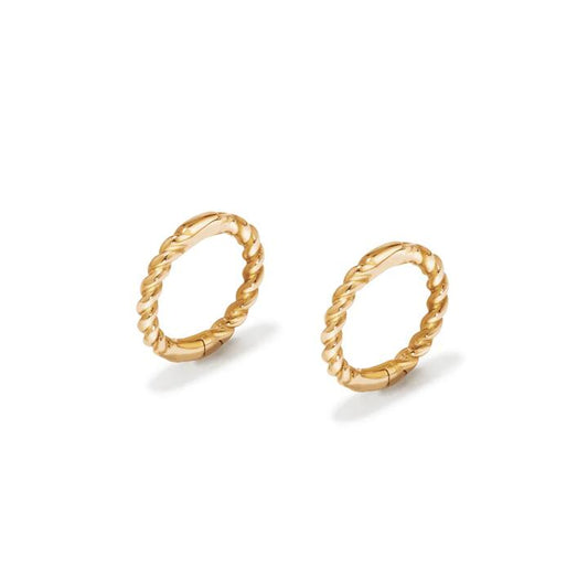 Image of Earrings. Productname: 6mm Twist Sleeper Earrings in 9kt Yellow Gold in Gold colour by brand - Bevilles