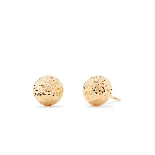 Image of Earrings. Productname: 8mm Diamond Cut Dome Stud Earrings in 9kt Yellow Gold in Gold colour by brand - Bevilles