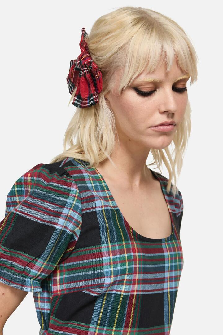 Image of Hair Accessories. Productname: Red Tartan Bow Hair Clip in Red colour by brand - Dangerfield