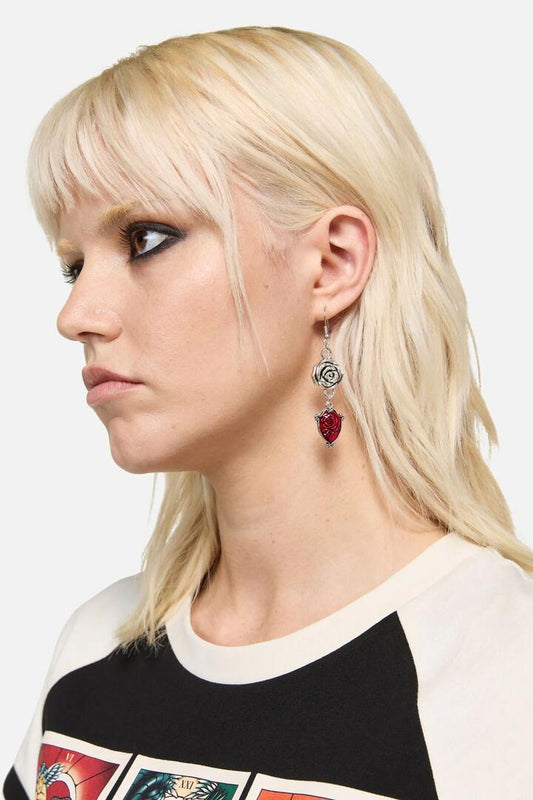 Image of Earrings. Productname: Rose Earrings in Silver colour by brand - Dangerfield