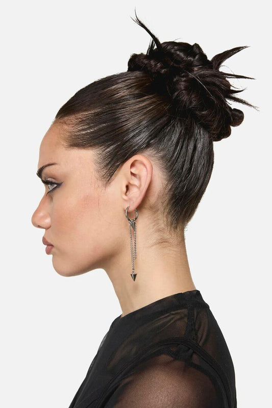 Image of Earrings. Productname: Chain & Spike Sleeper Earrings in Silver colour by brand - Dangerfield