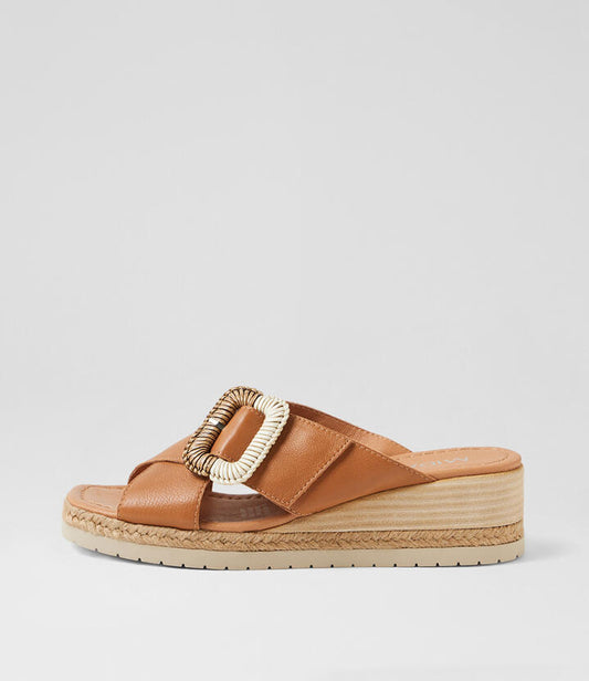 Image of Sandals. Productname: Irus Dark Tan Leather Sandals in DK TAN colour by brand - MIDAS