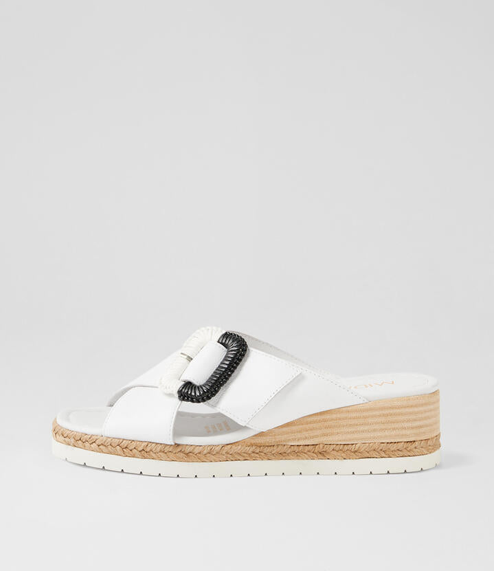 Image of Sandals. Productname: Irus White Leather Sandals in WHITE colour by brand - MIDAS