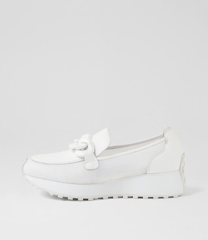 Image of Sneakers. Productname: Sloanie White Mesh Leather Sneakers in WHITE colour by brand - MIDAS