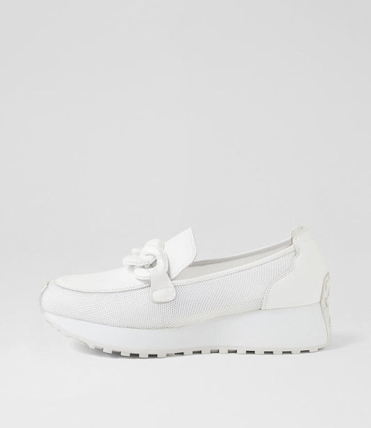 Image of Sneakers. Productname: Sloanie White Mesh Leather Sneakers in WHITE colour by brand - MIDAS