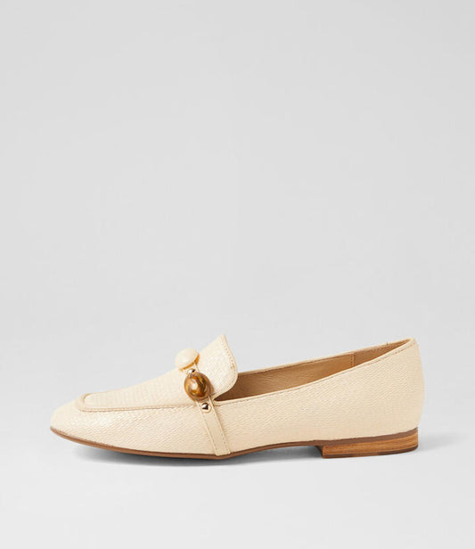 Image of Flats. Productname: Mabeline Ivory Multi Synthetic Raffia Loafers in IVORY-MULTI colour by brand - MIDAS