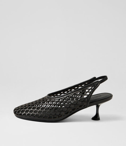 Image of Heels. Productname: Atuned Black Leather Heels in Black colour by brand - MOLLINI