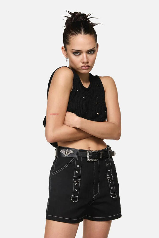 Image of Belts. Product name - Bat & Stud Belt in Black colour by brand - Black Friday