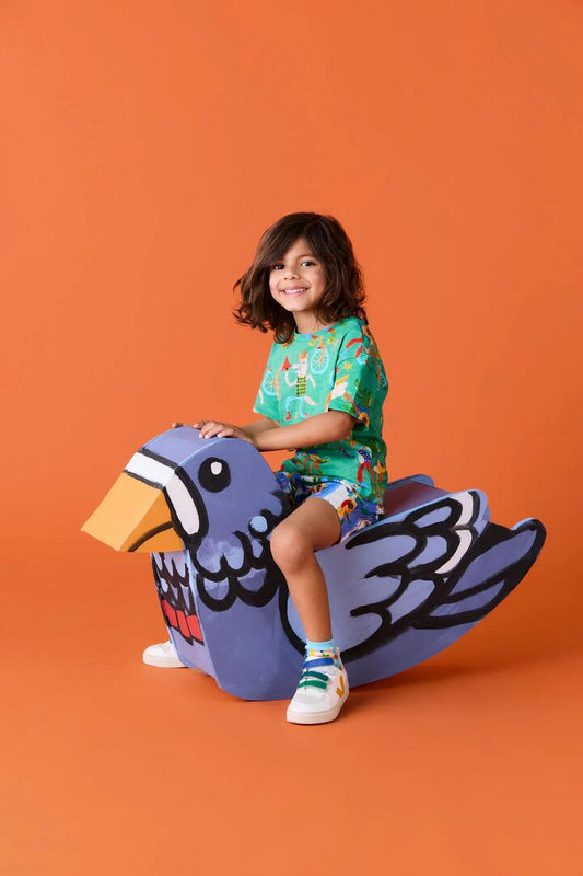 Image of a model wearing Tops. Productname: Lets Go Kids SS Tee in Green colour by brand - Gorman