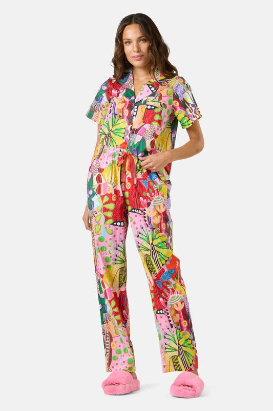 Image of a model wearing Pants. Productname: Lola's House PJ Pants Set in Print colour by brand - Gorman