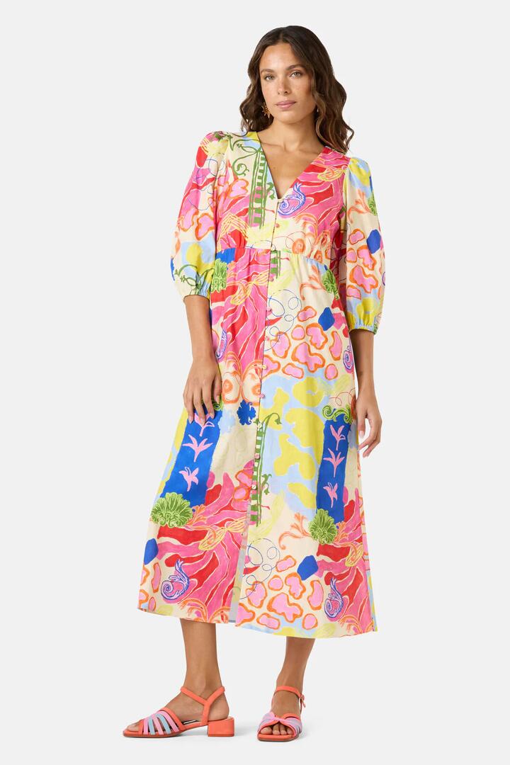 Image of Dresses. Product name - Fleur Tango Print Long Dress in Print colour by brand - Gorman