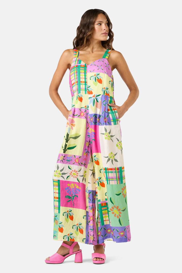 Image of a model wearing Pants. Productname: Stencil Garden Print Pantsuit in Print colour by brand - Gorman
