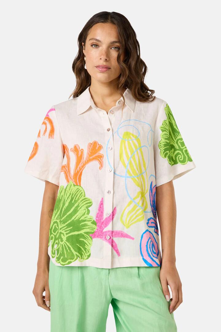 Image of Shirts. Productname: Fleur Tango Print Linen Shirt in Print colour by brand - Gorman