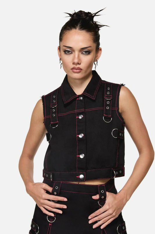 Image of Coats & Jackets. Product name - Curse Grunge Vest in Black colour by brand - Black Friday